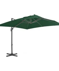 vidaXL Cantilever Umbrella with Aluminium Pole 400×300 cm Green