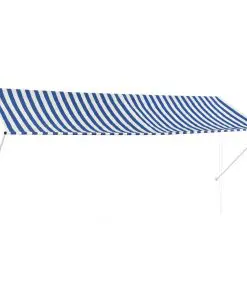 vidaXL Retractable Awning 350×150 cm Blue and White