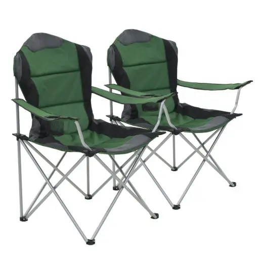 vidaXL Folding Camping Chairs 2 pcs 96x60x102 cm Green