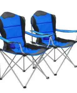 vidaXL Folding Camping Chairs 2 pcs 96x60x102 cm Blue