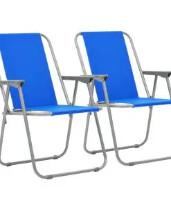 vidaXL Folding Camping Chairs 2 pcs 52x59x80 cm Blue