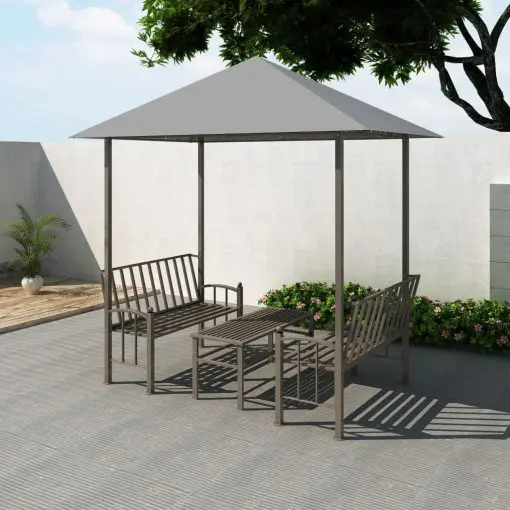 vidaXL Garden Pavilion with Table and Benches 2.5×1.5×2.4 m Anthracite