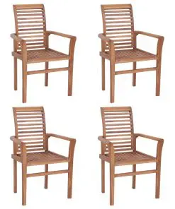vidaXL Stacking Dining Chairs 4 pcs Solid Teak