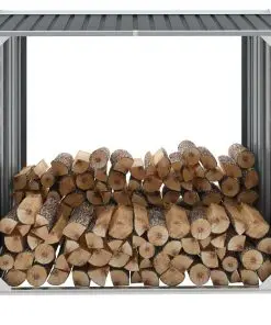 vidaXL Garden Log Storage Shed Galvanised Steel 172x91x154 cm Grey
