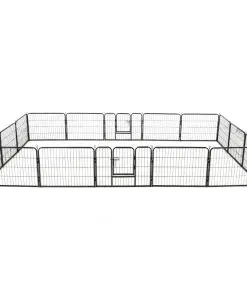 vidaXL Dog Playpen 16 Panels Steel 60×80 cm Black