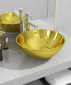 vidaXL Wash Basin 32.5×14 cm Ceramic Gold