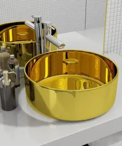 vidaXL Wash Basin 40×15 cm Ceramic Gold