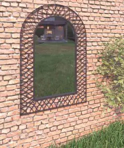 vidaXL Garden Wall Mirror Arched 50×80 cm Black