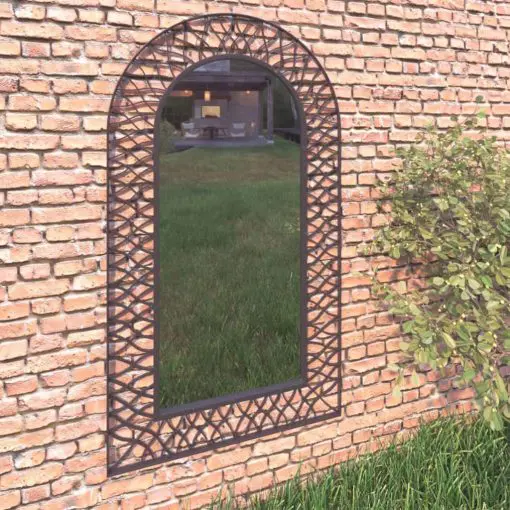 vidaXL Garden Wall Mirror Arched 60×110 cm Black