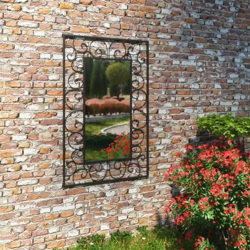 vidaXL Garden Wall Mirror Rectangular 50×80 cm Black