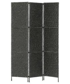 vidaXL 3-Panel Room Divider Black 116×160 cm Water Hyacinth