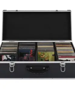 vidaXL CD Case for 80 CDs Aluminium ABS Black