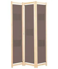 vidaXL 3-Panel Room Divider Brown 120x170x4 cm Fabric