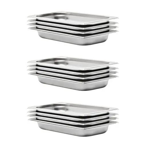vidaXL Gastronorm Containers 12 pcs GN 1/3 40 mm Stainless Steel