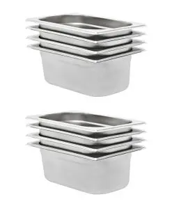vidaXL Gastronorm Containers 8 pcs GN 1/4 100 mm Stainless Steel