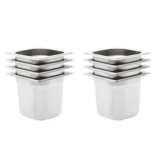 vidaXL Gastronorm Containers 8 pcs GN 1/6 150 mm Stainless Steel