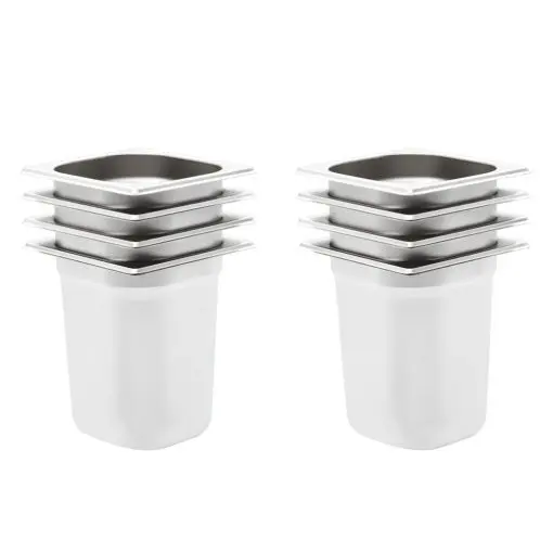 vidaXL Gastronorm Containers 8 pcs GN 1/6 200 mm Stainless Steel