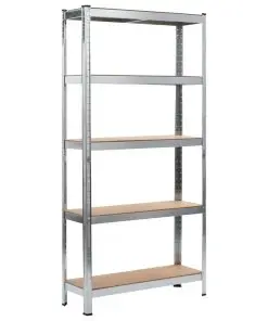 vidaXL Storage Shelf Silver 90x30x180 cm Steel and MDF