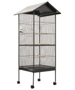 vidaXL Bird Cage with Roof Grey 66x66x155 cm Steel