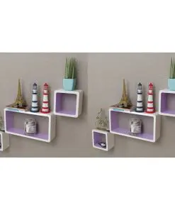 vidaXL Wall Cube Shleves 6 pcs White and Purple