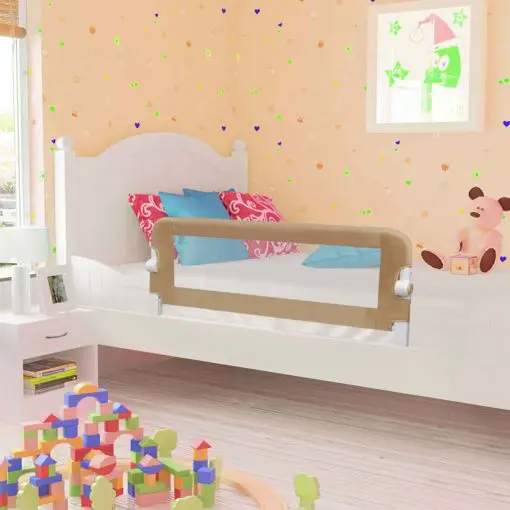 vidaXL Toddler Safety Bed Rail Taupe 102×42 cm Polyester