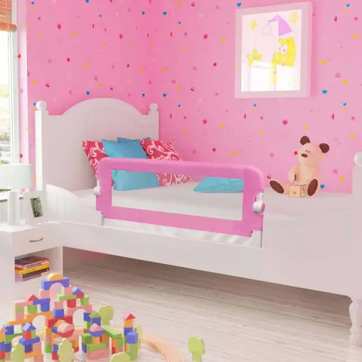 vidaXL Toddler Safety Bed Rail Pink 120×42 cm Polyester