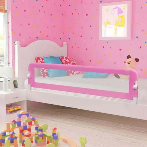 vidaXL Toddler Safety Bed Rail Pink 180×42 cm Polyester