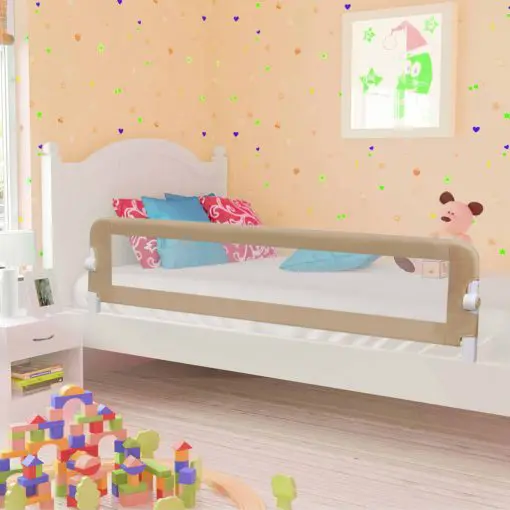 vidaXL Toddler Safety Bed Rail Taupe 180×42 cm Polyester