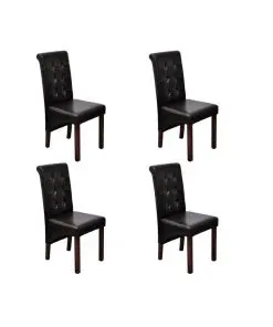 vidaXL Dining Chairs 4 pcs Brown Faux Leather