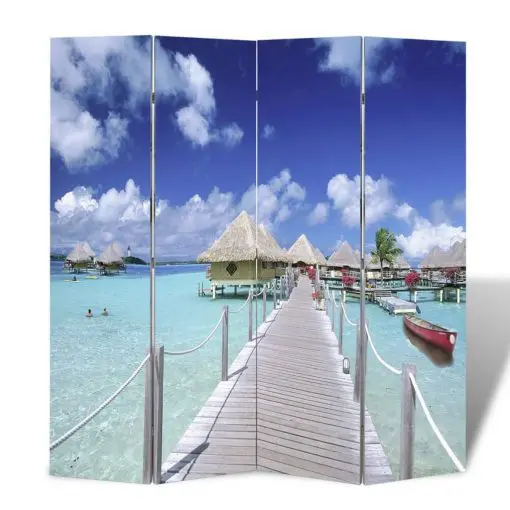 vidaXL Folding Room Divider Print 160 x 170 Beach