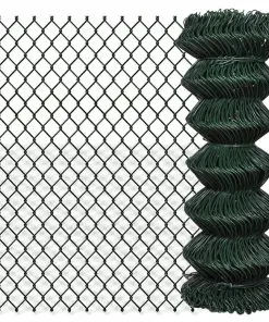 vidaXL Chain Link Fence Galvanised Steel 1×15 m Green