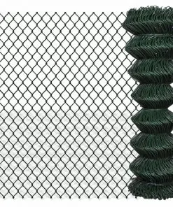 vidaXL Chain Link Fence Galvanised Steel 1.25×15 m Green