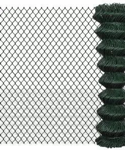 vidaXL Chain Link Fence Galvanised Steel 1.5×15 m Green