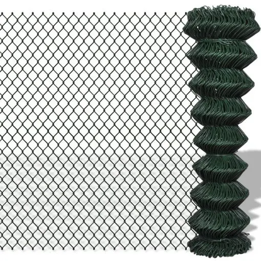 vidaXL Chain Link Fence Galvanised Steel 1.5×15 m Green