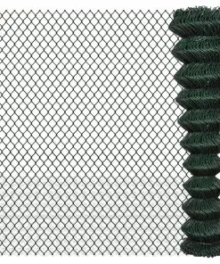 vidaXL Chain Link Fence Galvanised Steel 2×15 m Green