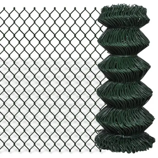 vidaXL Chain Link Fence Galvanised Steel 0.8×25 m Green
