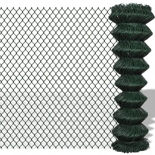 vidaXL Chain Link Fence Galvanised Steel 1.5×25 m Green