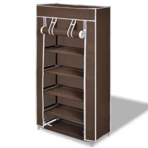 vidaXL Shoe Cabinet with Cover 58 x 28 x 106 cm Brown Fabric