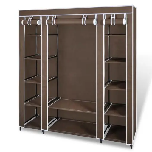 vidaXL Wardrobe with Compartments and Rods 45x150x176 cm Brown Fabric