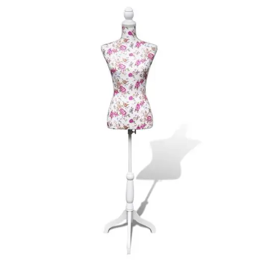 Ladies Bust Display Mannequin Cotton White With Rose