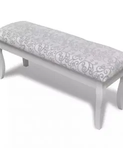 Cushioned Hocker for Dressing Table 2-Seater White 110 cm