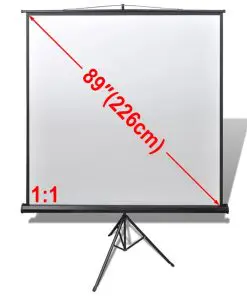 Manual Projection Screen with Height Adjustable Stand 160 x 160 cm 1:1