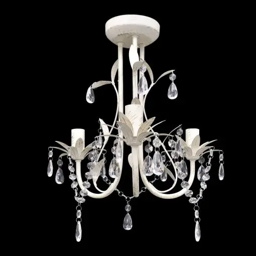 vidaXL Crystal Pendant Ceiling Lamp Chandelier Elegant White