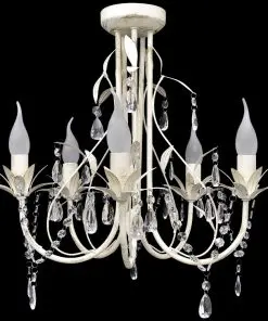 vidaXL Crystal Pendant Ceiling Lamp Chandelier Elegant 5 Bulb Sockets