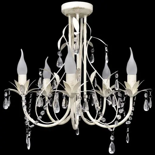 vidaXL Crystal Pendant Ceiling Lamp Chandelier Elegant 5 Bulb Sockets
