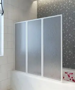 Shower Bath Screen Wall 117 x 120 cm 3 Panels Foldable