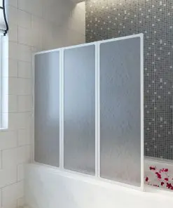 Shower Bath Screen Wall 141 x 132 cm 3 Panels Foldable