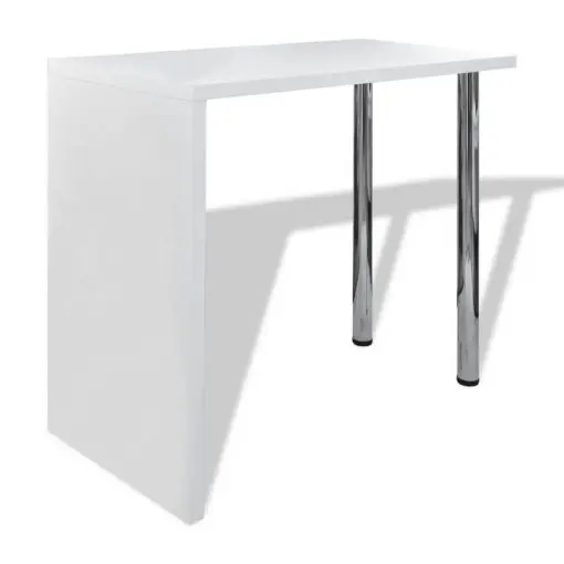 vidaXL Bar Table MDF with 2 Steel Legs High Gloss White