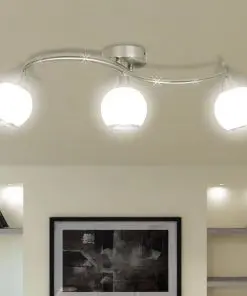Ceiling Lamp with Glass Shades on Waving Rail for 3 E14 Bulb