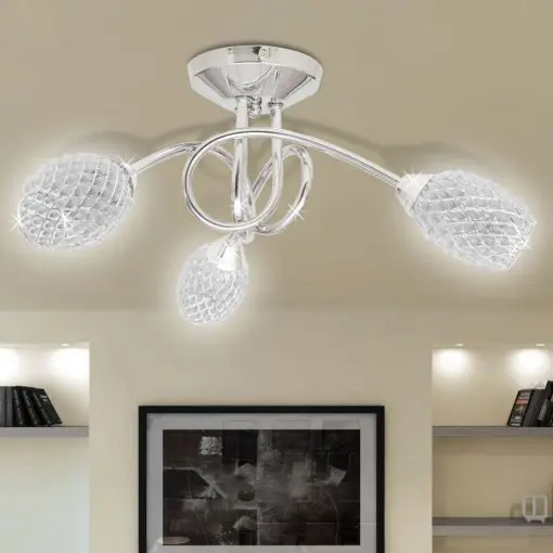 Ceiling Lamp with White Acrylic Crystal Shades for 3 G9 Bulb